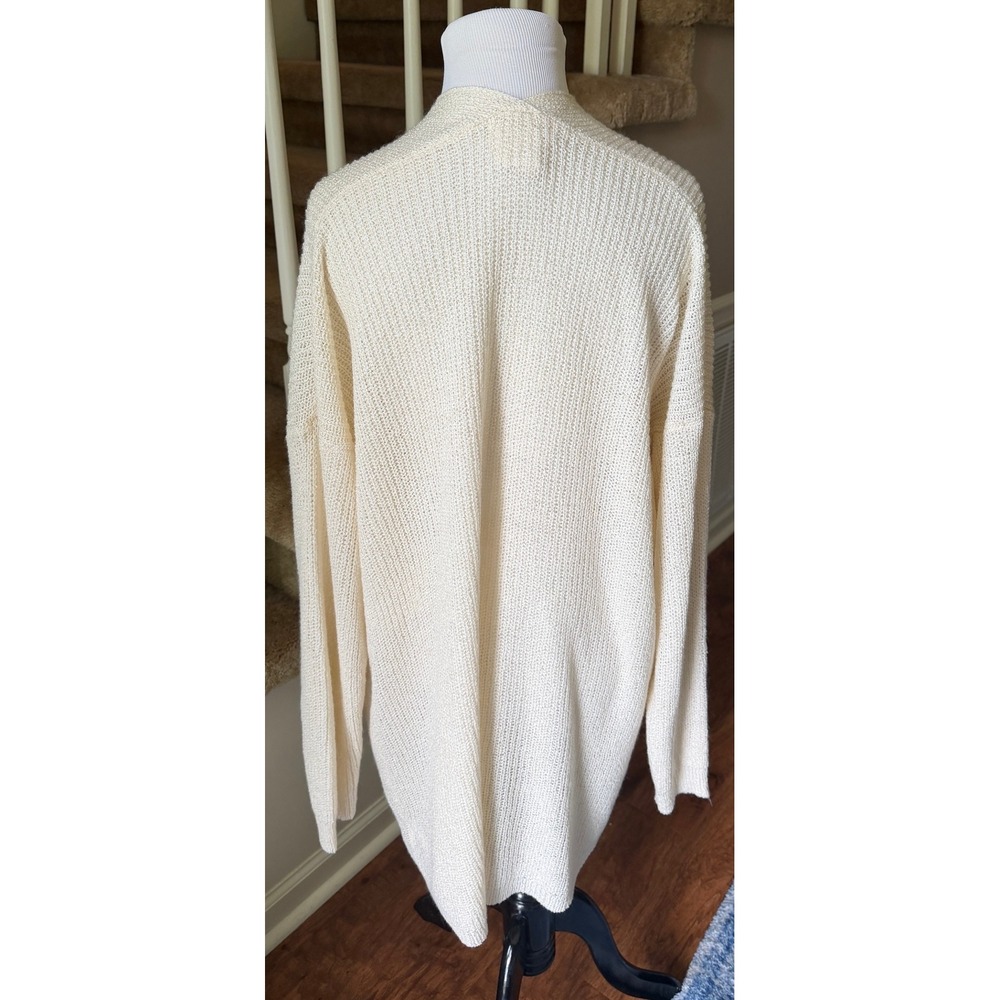 Fantastic Fawn Cream Open Front Knit Cardigan Sweater with Pockets Large - Picture 2 of 7